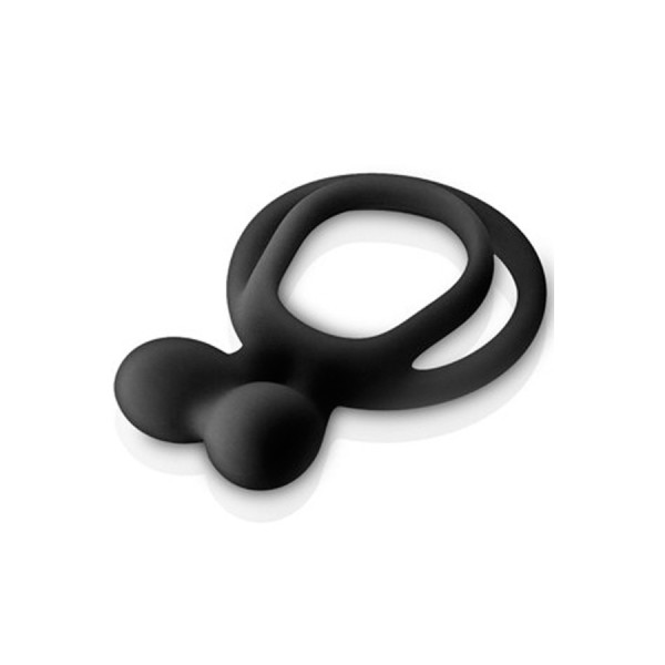 Double cockring noir avec stimulateur de clitoris 